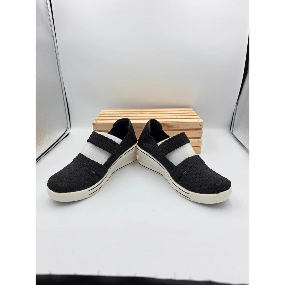 Bernie Mev Frontier Sneakers Women 38 8 Black Woven Comfort Elastic Platform - Picture 5 of 13